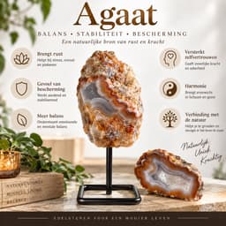 S4H - Ruwe Agaat op Standaard – Natuurlijke Edelsteen Decoratie – Stabiliteit & Bescherming – Uniek Interieurstuk – Spiritueel Cadeau 3