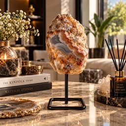 S4H - Ruwe Agaat op Standaard – Natuurlijke Edelsteen Decoratie – Stabiliteit & Bescherming – Uniek Interieurstuk – Spiritueel Cadeau 5