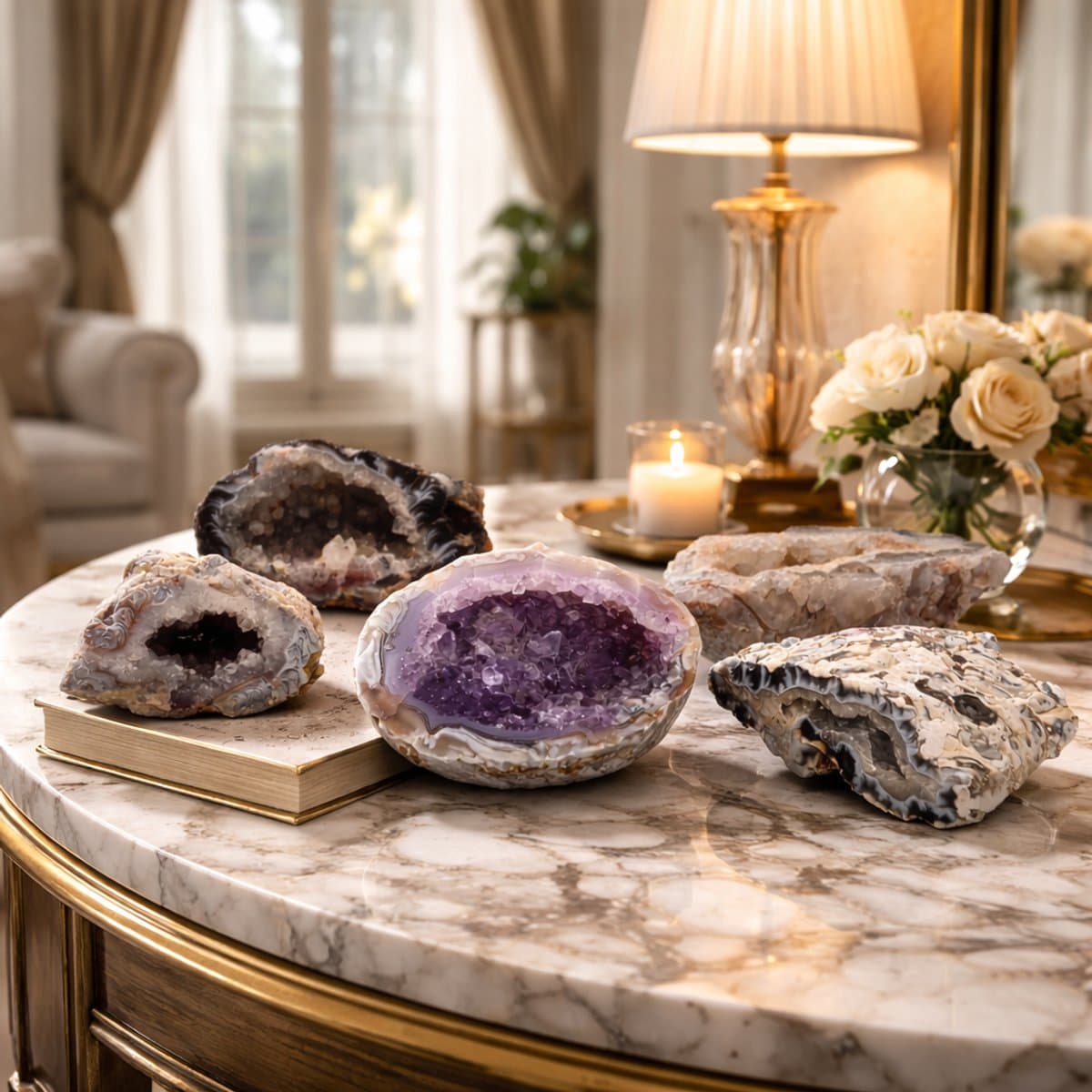 S4H Agaat Geode 500 Gram – Natuurlijke Geode met Kristallen | Bescherming & Rust