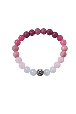 S4H - Oneindig Liefde Aantrekken Armband 8mm kralen – Rozenkwarts, Rhodoniet & Witte Jade + Spiraal Oneidig Liefde - Maat 19cm 3