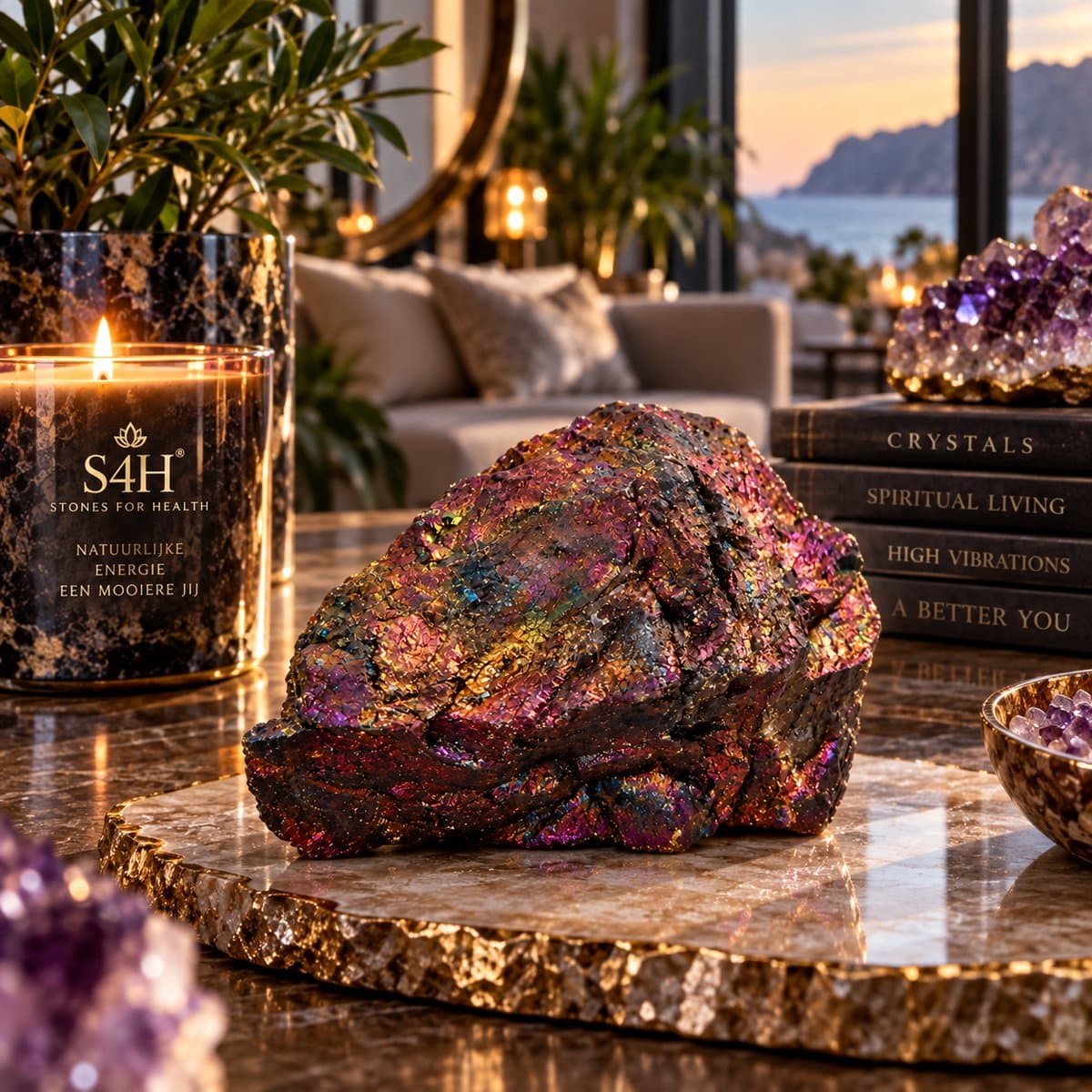 S4H® Peacock Ore Ruwe Edelsteen 220 gram – Borniet / Chalcopyriet – Pauwenerts – Regenboog Kristal – Decoratie, Energie & Spiritualiteit