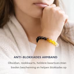 S4H - Anti-Blokkades Beschermings Armband – Obsidiaan, Rookkwarts, Heldere Kwarts & Citrien 8mm kralen - 18 cm 5