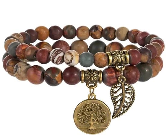 S4H Keizer Jaspis Armband – 2-delige Set – Emperor Jasper Edelsteen voor Stabiliteit & Aarding – Tree of Life & Leaf Hanger – Handgemaakt Unisex Sieraad