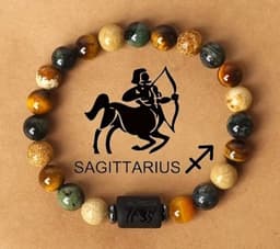 S4H Sagittarius Armband – Boogschutter Edelsteen Armband – Tijgeroog, Jaspis & Agaat – Sterrenbeeld Armband voor Kracht, Focus & Vrijheid – Handgemaakt Unisex 4