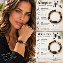 S4H Schorpioen Armband (Scorpio) – Edelsteen Horoscoop Armband – Tijgeroog & Jaspis – 18 cm Unisex – Bescherming & Intuïtie – Cadeau voor Hem & Haar 2