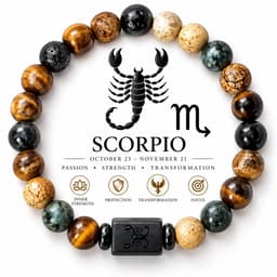 S4H Schorpioen Armband (Scorpio) – Edelsteen Horoscoop Armband – Tijgeroog & Jaspis – 18 cm Unisex – Bescherming & Intuïtie – Cadeau voor Hem & Haar 4