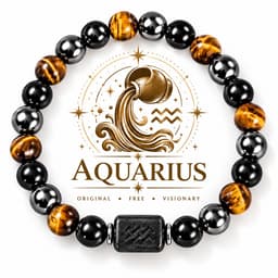 S4H - Sterrenbeeld Waterman Armband – Tijgeroog, Hematiet & Obsidiaan | Aquarius Edelsteen Armband 5