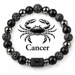 S4H® Kreeft Sterrenbeeld Armband – 18 cm – 8 mm Lavasteen, Zwarte Agaat & Hematiet – Cancer Zodiac Edelstenen Armband – Dames & Heren 5