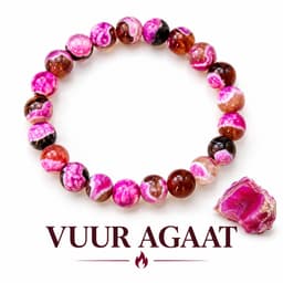 S4H® Vuur Agaat Edelstenen Armband – 8 mm Kralen – 18 cm – Handgemaakt Unisex – Roze Agaat – Balans, Kracht & Bescherming