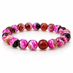 S4H® Vuur Agaat Edelstenen Armband – 8 mm Kralen – 18 cm – Handgemaakt Unisex – Roze Agaat – Balans, Kracht & Bescherming 2