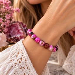 S4H® Vuur Agaat Edelstenen Armband – 8 mm Kralen – 18 cm – Handgemaakt Unisex – Roze Agaat – Balans, Kracht & Bescherming 5