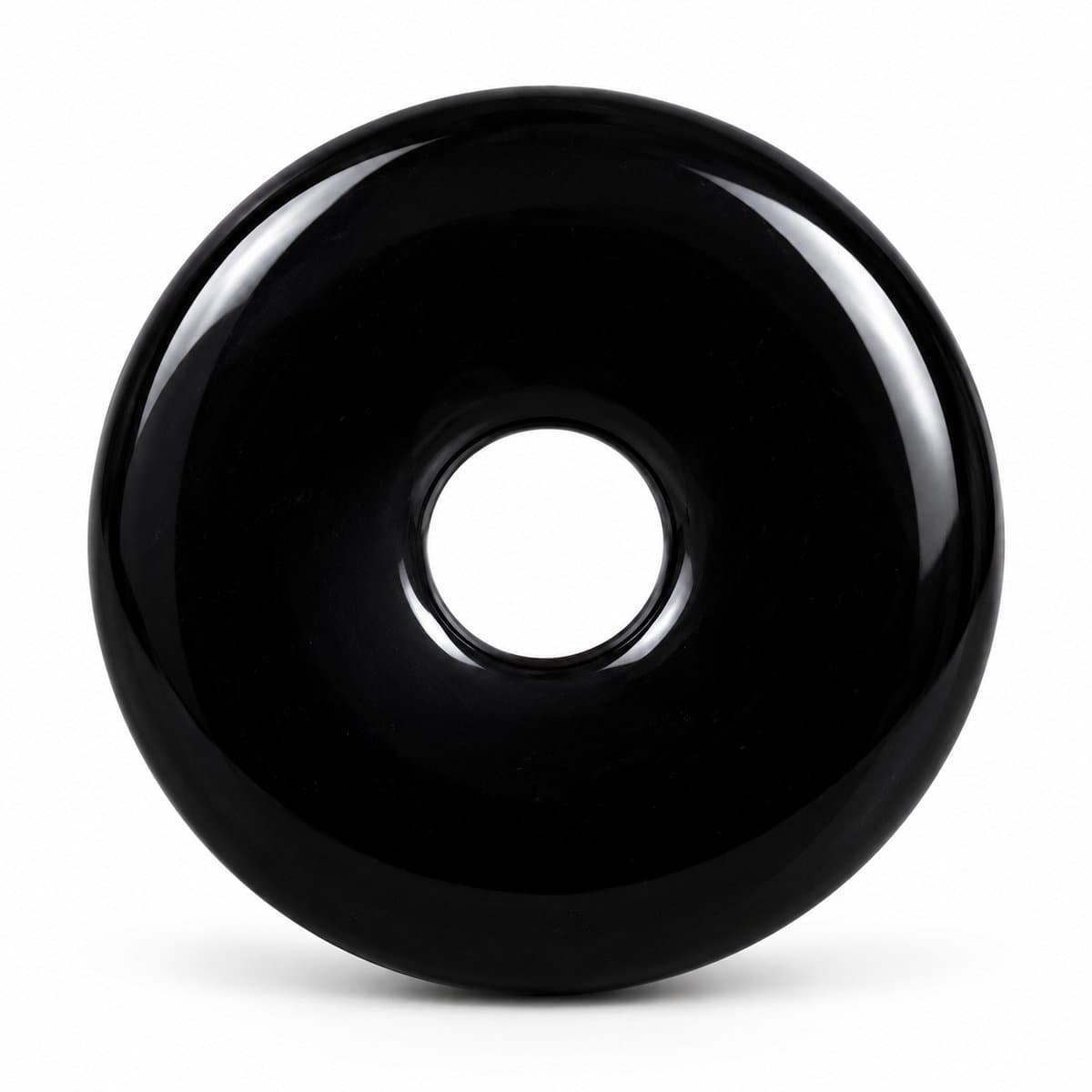 S4H® Zwarte Obsidiaan Donut Hanger – Gepolijste Edelsteen – 30 mm – Zwarte Natuursteen – Bescherming, Aarding & Kracht
