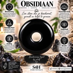 S4H® Zwarte Obsidiaan Donut Hanger – Gepolijste Edelsteen – 30 mm – Zwarte Natuursteen – Bescherming, Aarding & Kracht 3