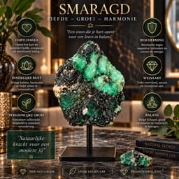 S4H® Ruwe Smaragd op Standaard – Natuurlijke Groene Edelsteen – Luxe Kristal Woondecoratie – Uniek Mineraal voor Interieur, Meditatie & Hartchakra 3