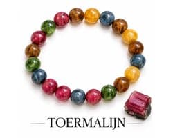 S4H® Gekleurde Toermalijn Armband – 8 mm Edelsteen Kralen – 18 cm – Multicolor – Premium Kwaliteit – Handgemaakt Unisex