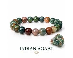 S4H® Indian Agaat Edelstenen Armband – Natuurlijke Agaat – 8 mm Kralen – 18 cm – Balans, Aarding & Innerlijke Rust
