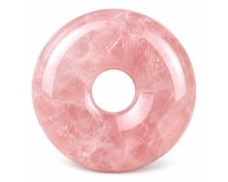 S4H® Rozenkwarts Donut Hanger – Gepolijste Edelsteen – 30 mm – Roze Natuursteen – Liefde, Harmonie & Zelfliefde