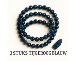 3x S4H Blauwe Tijgeroog Armband – 8 mm Edelstenen | Bescherming & Zelfvertrouwen (Set van 3 Stuks)
