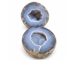 S4H Agaat Geode – 2 Helften – 1120 Gram – Blauwgrijs – Decoratieve Natuursteen met Kristallen