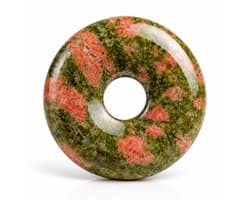 S4H® Unakiet Donut Hanger – Gepolijste Edelsteen – 30 mm – Natuursteen – Groen & Roze – Balans & Harmonie