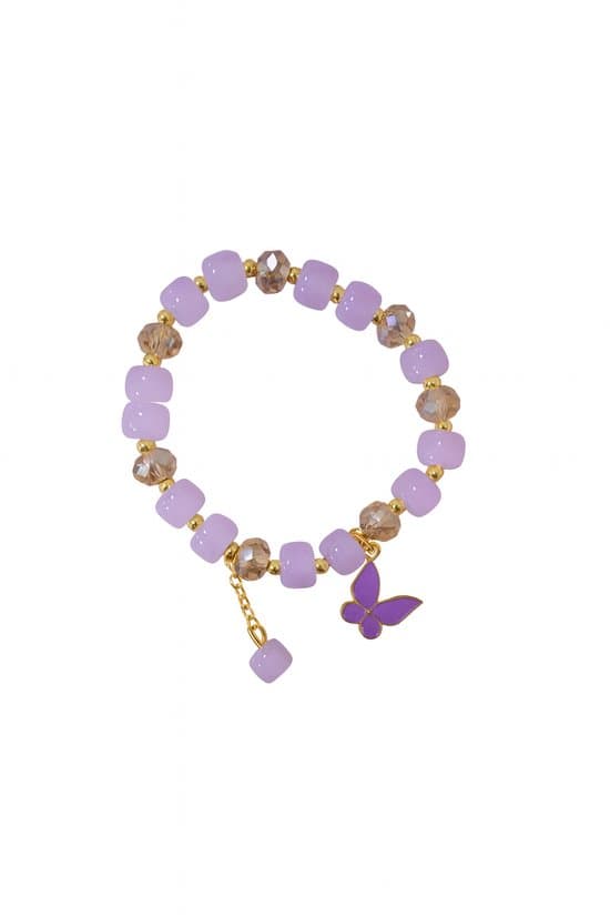 S4H Lila Vlinder Armband – Handgemaakte Luxe Armband met Kristalkralen | Liefde , Transformatie & Elegantie