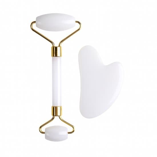 S4H Witte Jade Gezichtsroller &amp; Gua Sha Set