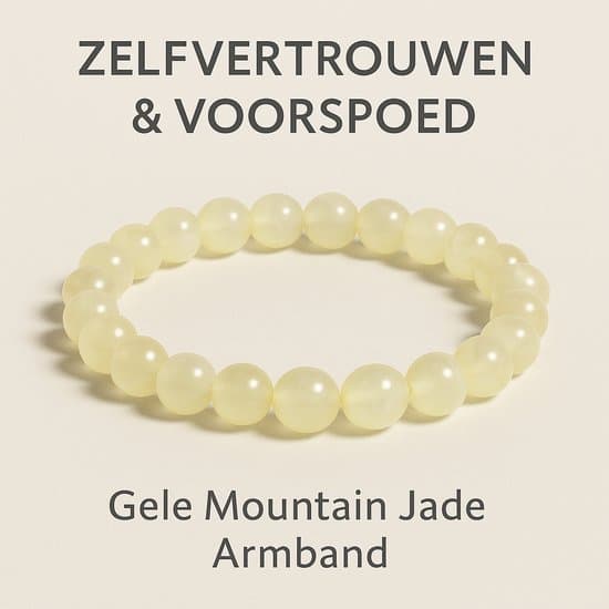 S4H Gele Mountain Jade Armband – 8 mm Edelstenen / 18 cm | Kracht en Bescherming