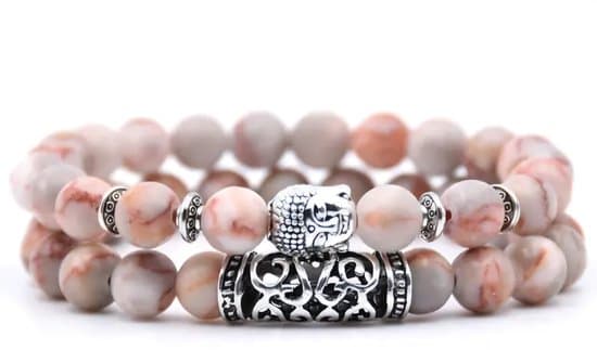 S4H Buddha Armband edelstenen Roze Jaspis – 8 mm kralen – Innerlijke rust & bescherming