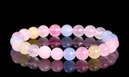 S4H Morganiet Kleurrijk Edelstenen Armband 8 mm kralen / size 18 cm