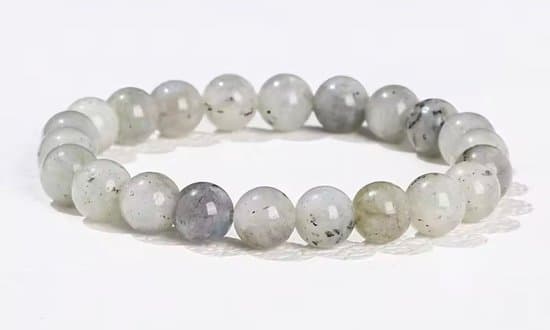 S4H Spectroliet Wit Edelstenen Armband 8 mm kralen / size 18 cm