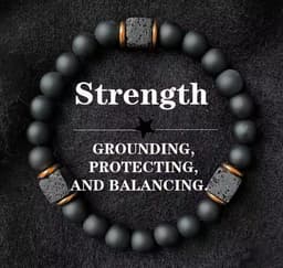 S4H - Edelstenen Onyx en Lavasteen Kracht Armband – Aardend, Beschermend & Balancerend (Lava & Mat Onyx)