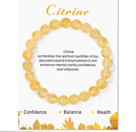 S4H CITRIEN Edelstenen armband 8 mm kralen / size 18 cm
