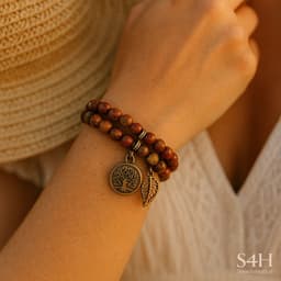 S4H Jaspis Armband – Dubbel met Levensboom & Blad Hanger 2