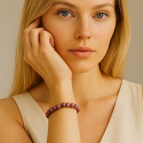 S4H Rhodoniet Armband – 8 mm Edelstenen / 18 cm