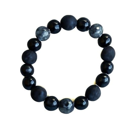 S4H Armband – Mat Onyx &amp; Sneeuwvlok Obsidiaan – 8 mm – 17 cm