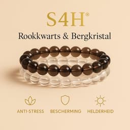 S4H Combinatie armbanden Rookkwarts & Bergkristal - 8mm kralen / Size 17 cm 2