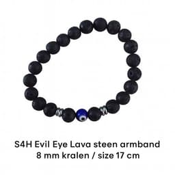 S4H Evil Eye Lava steen armband – 8 mm kralen – 17 cm