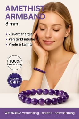 S4H - Amethist armband 8 mm – rust, bescherming en spirituele helderheid 2