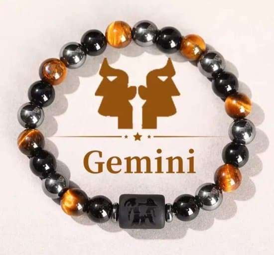 S4H® Tweelingen Armband – Tijgeroog, Hematiet & Obsidiaan | Sterrenbeeld Gemini Edelsteen Armband