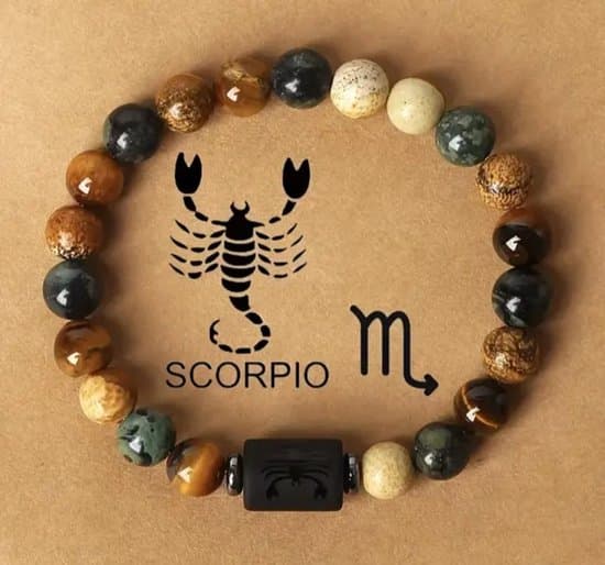 S4H Schorpioen Armband (Scorpio) – Edelsteen Horoscoop Armband – Tijgeroog & Jaspis – 18 cm Unisex – Bescherming & Intuïtie – Cadeau voor Hem & Haar