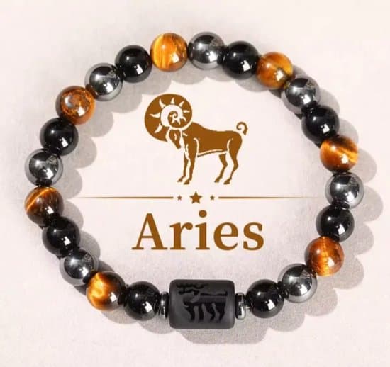 S4H Sterrenbeeld Armband Aries – Tijgeroog, Hematiet & Obsidiaan | Ram Edelsteen Armband