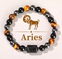 S4H Sterrenbeeld Armband Aries – Tijgeroog, Hematiet & Obsidiaan | Ram Edelsteen Armband