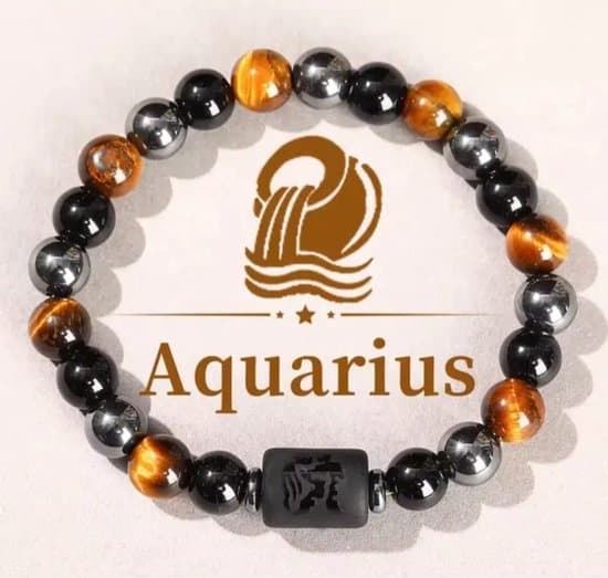 S4H Sterrenbeeld Armband Aquarius – Tijgeroog, Hematiet & Obsidiaan | Waterman Edelsteen Armband