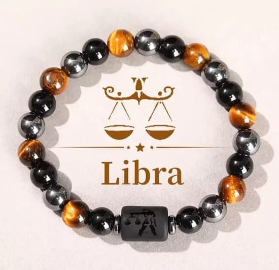 S4H Sterrenbeeld Armband Libra – Tijgeroog, Hematiet & Obsidiaan | Weegschaal Edelsteen Armband