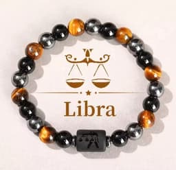 S4H Sterrenbeeld Armband Libra – Tijgeroog, Hematiet & Obsidiaan | Weegschaal Edelsteen Armband