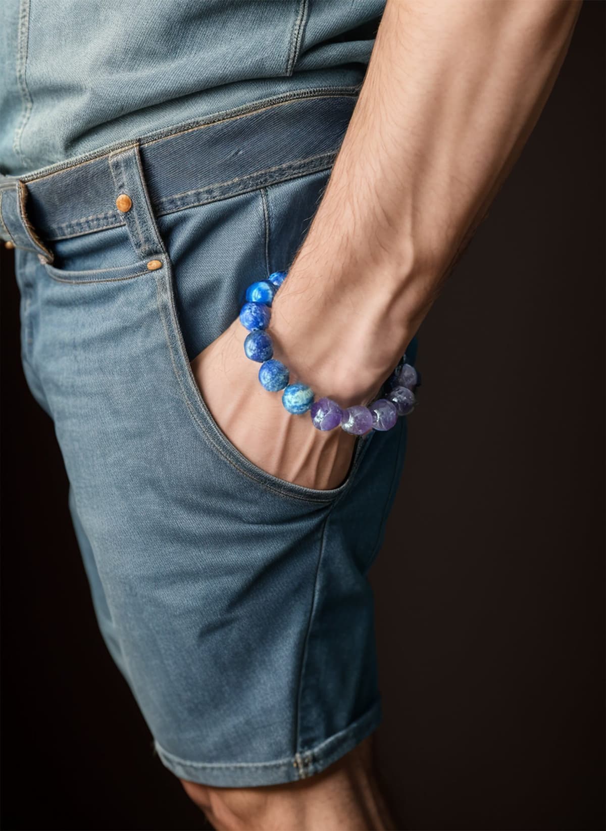 S4H Herenarmband Amethist & Lapis Lazuli – Natuurlijke Edelstenen – 14K Goudkleurig Detail – MEB24 voordelen