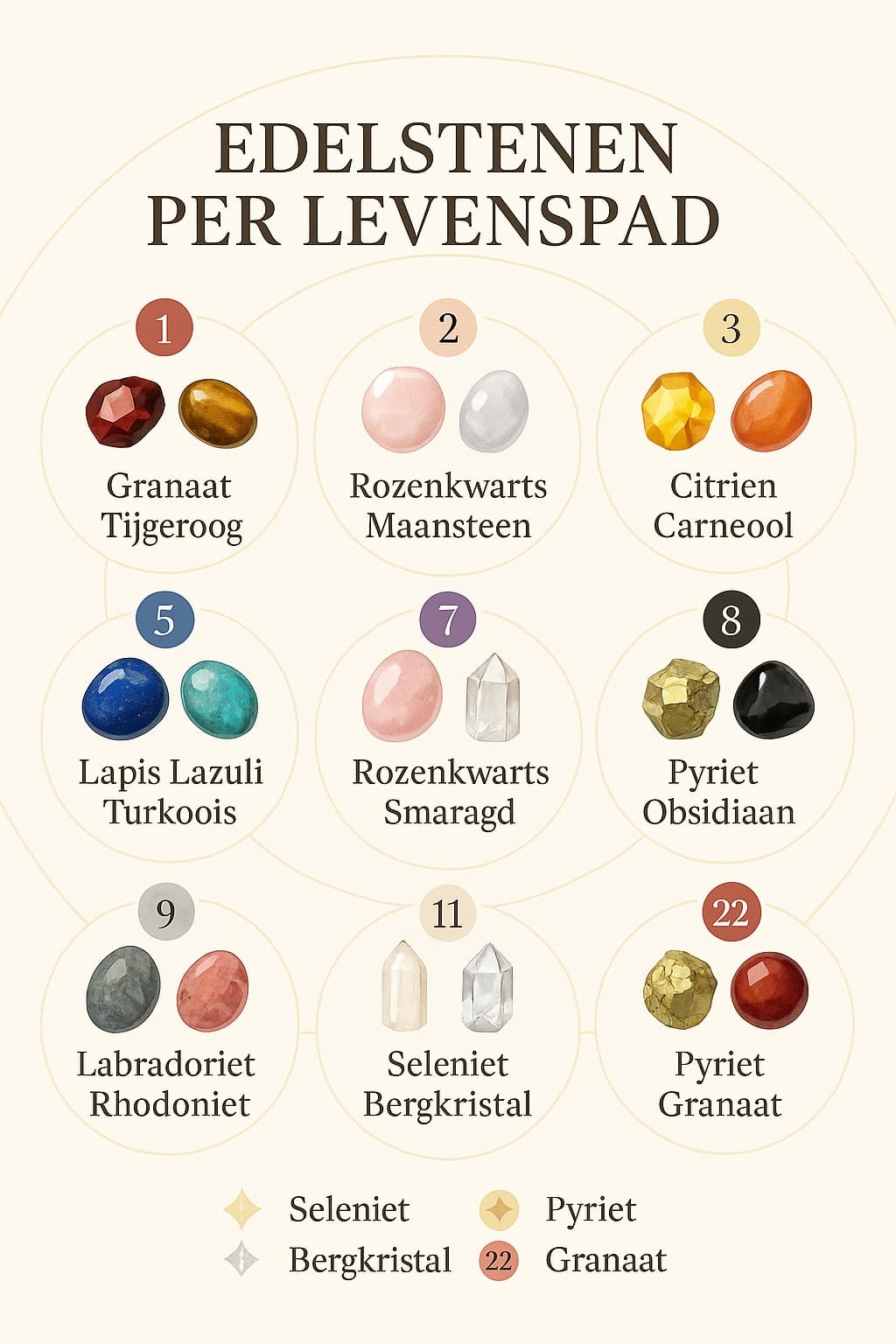 Edelstenen per Levenspad - Ontdek Jouw Spirituele Gidssteen
