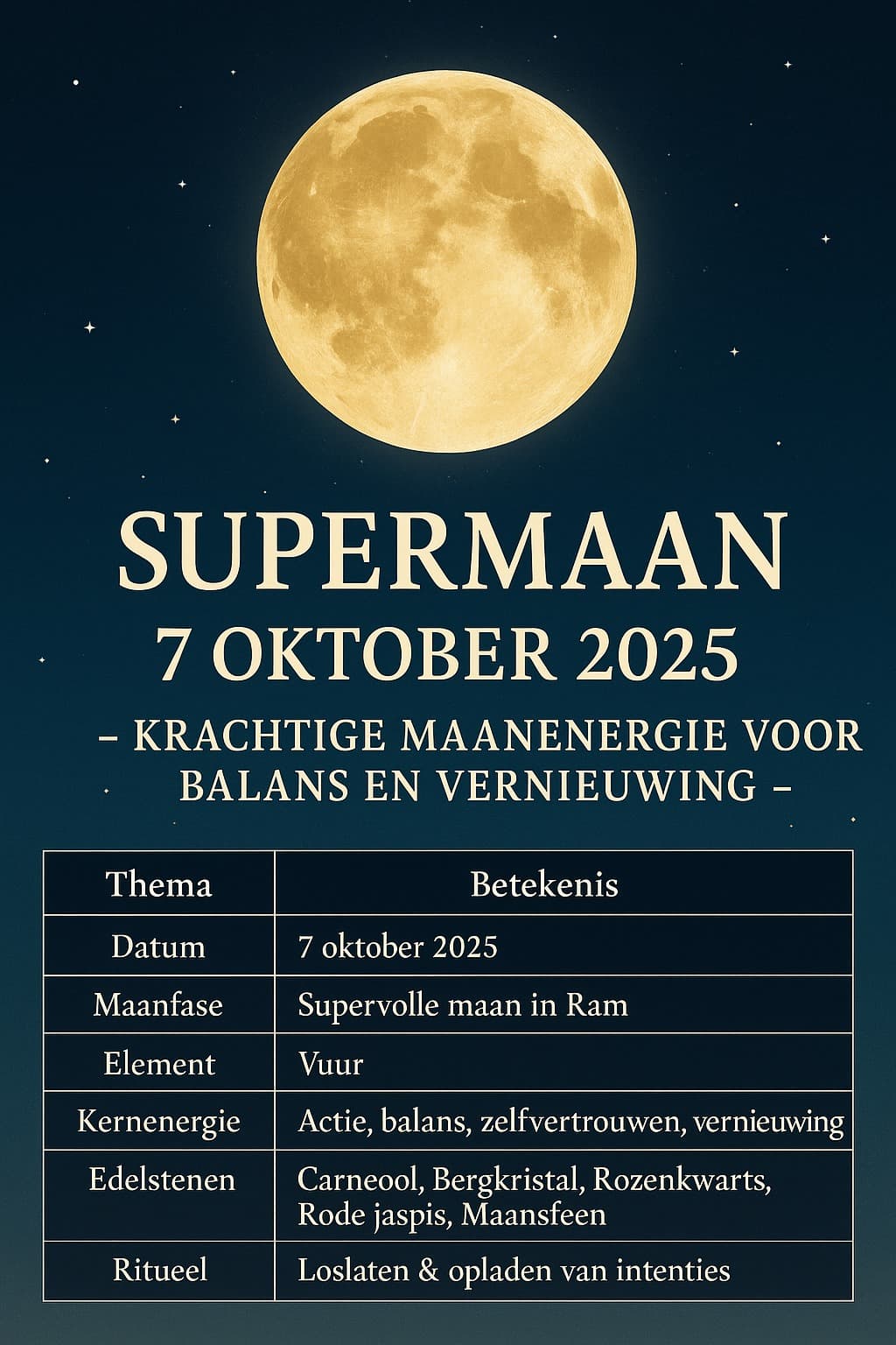 Supermaan 7 Oktober 2025 - Krachtige Maanenergie voor Balans