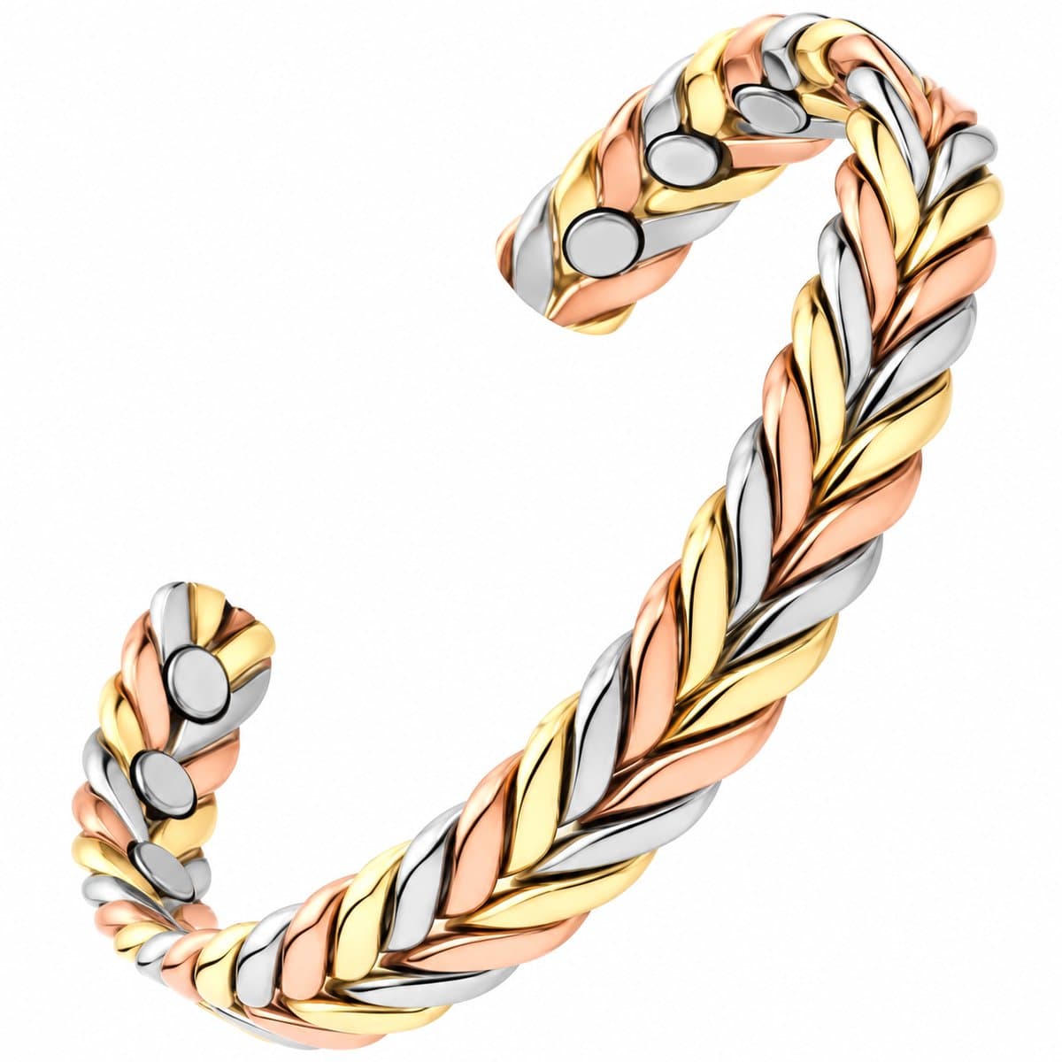 S4H® Koper Magneet Armband Tri-Color – Magnetische Armband – Verstelbaar 19-21 cm – Koper Armband met Magneten – Dames & Heren