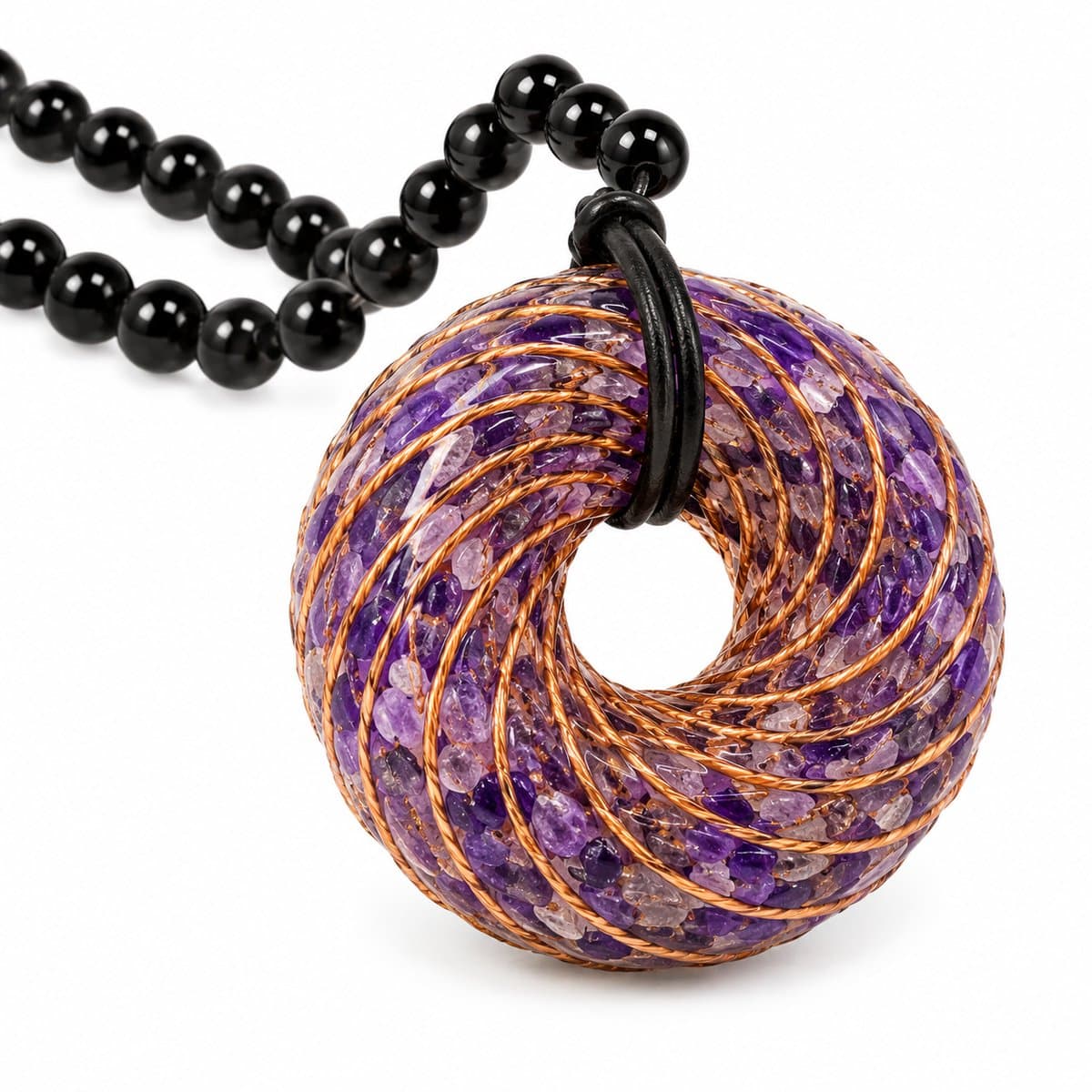 S4H® Lapis Lazuli Orgonite Donut Hanger – Koperen Spiraal – Verstelbare Ketting 64-76 cm – Torus Pi Stone – Edelsteen Ketting voor Intuïtie, Communicatie & Balans